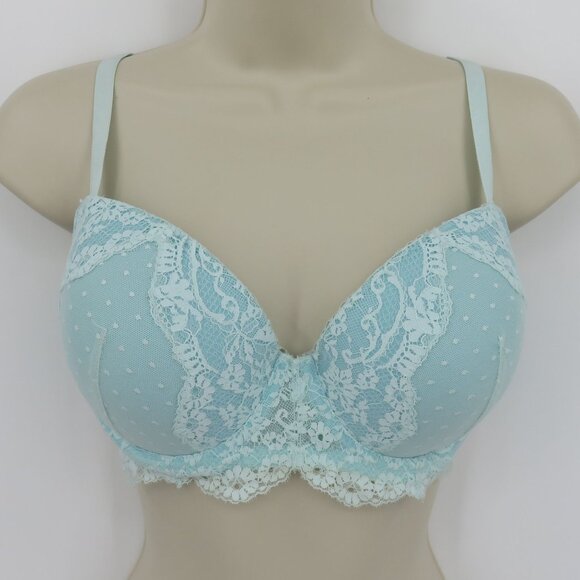 Victorias Secret 36D Dream Angels Lined Demi Blue Floral Lace Bra Underwire - Picture 15 of 16